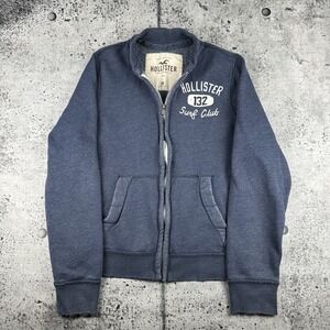 Y2K Hollister California Indigo Blue‎ Zip up hoodie Collar  Adult  Medium